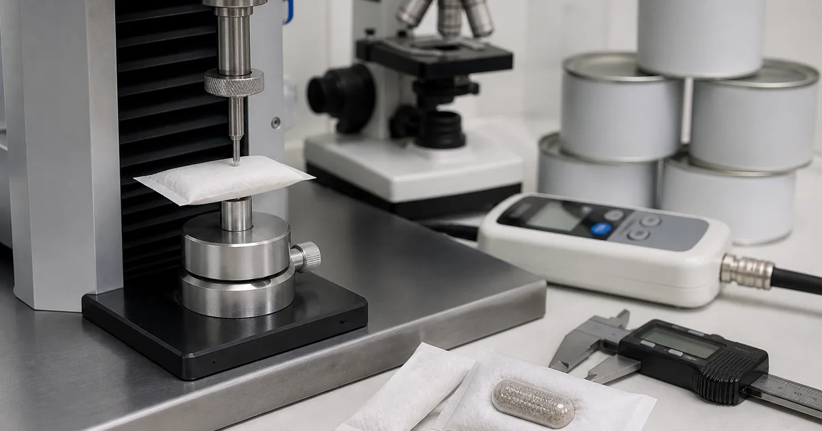 Capsule pouch burst force and seal integrity laboratory testing