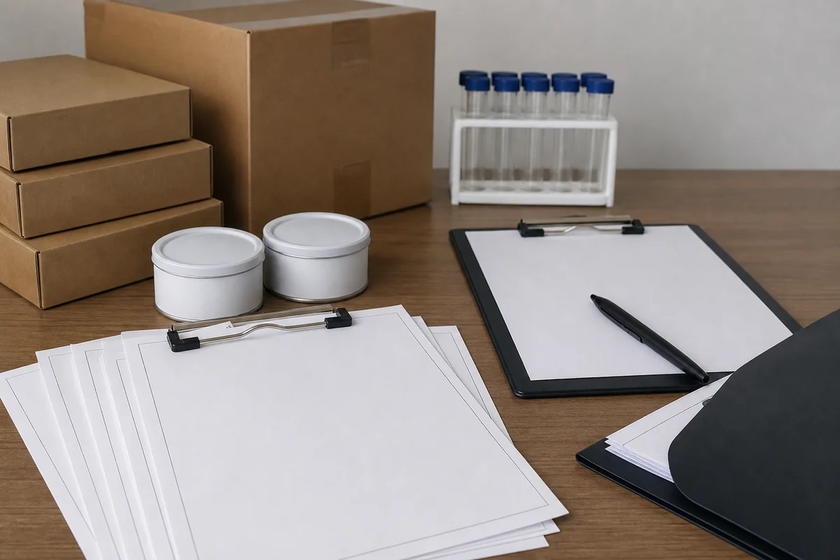 COA and SDS documents for oral pouch import shipment