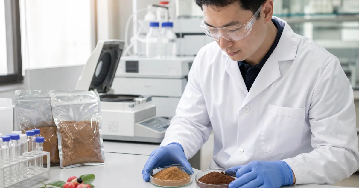 Guarana pouch extract color and flavor batch standardization