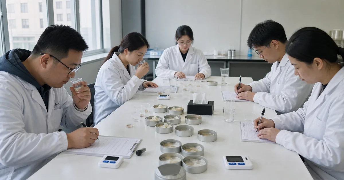 East Asian quality panel performing oral pouch sensory testing