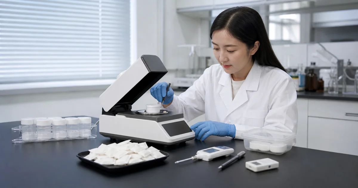 Oral pouch water activity meter verification and sample testing